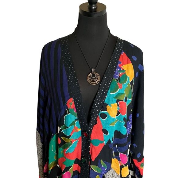 Carole Little Vintage Patchwork Cardigan Vivid Fun Size 6 - Picture 5 of 9